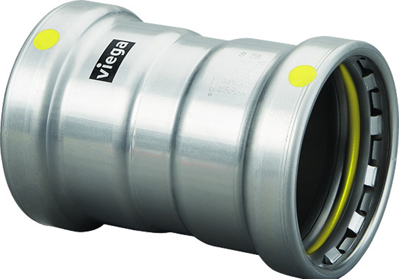 Viega 6615XL Series 28770 Pipe Coupling With Stop, 2-1/2 x 2-1/2 in Connection, Press|Press Connection, Steel