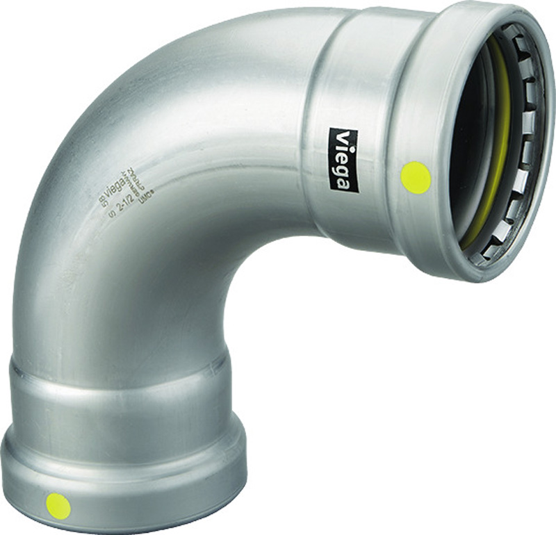 Viega 6616XL Series 28600 Pipe Elbow, 2-1/2 x 2-1/2 in Connection, Press|Press Connection, Steel, Zinc Nickel-Coated