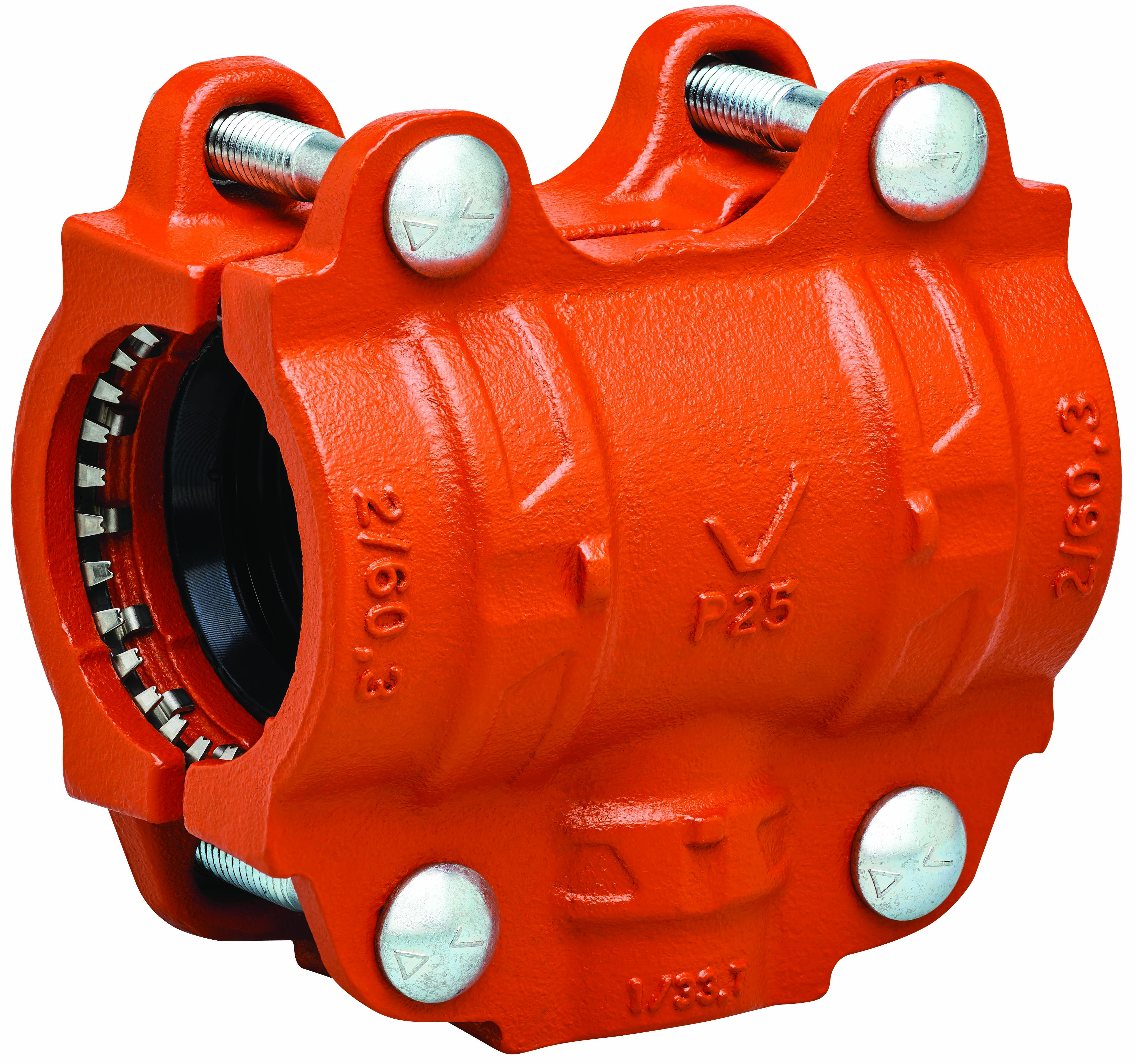 Victaulic® P25 Series FB36P25PE0 Reducing Tee, 1-1/2 in Plain End x 1-1/2 in Plain End x 3/4 in Plain End, Iron